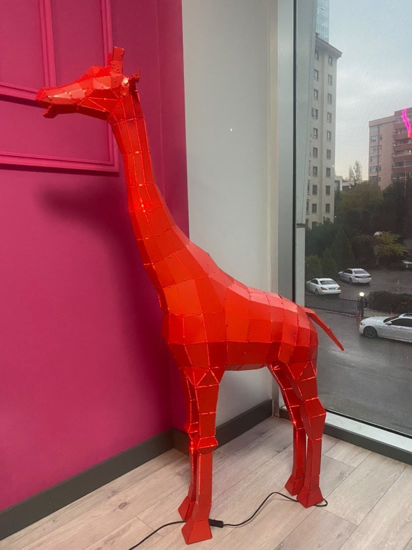 3D Metal Geometric Sculpture of Giraffe