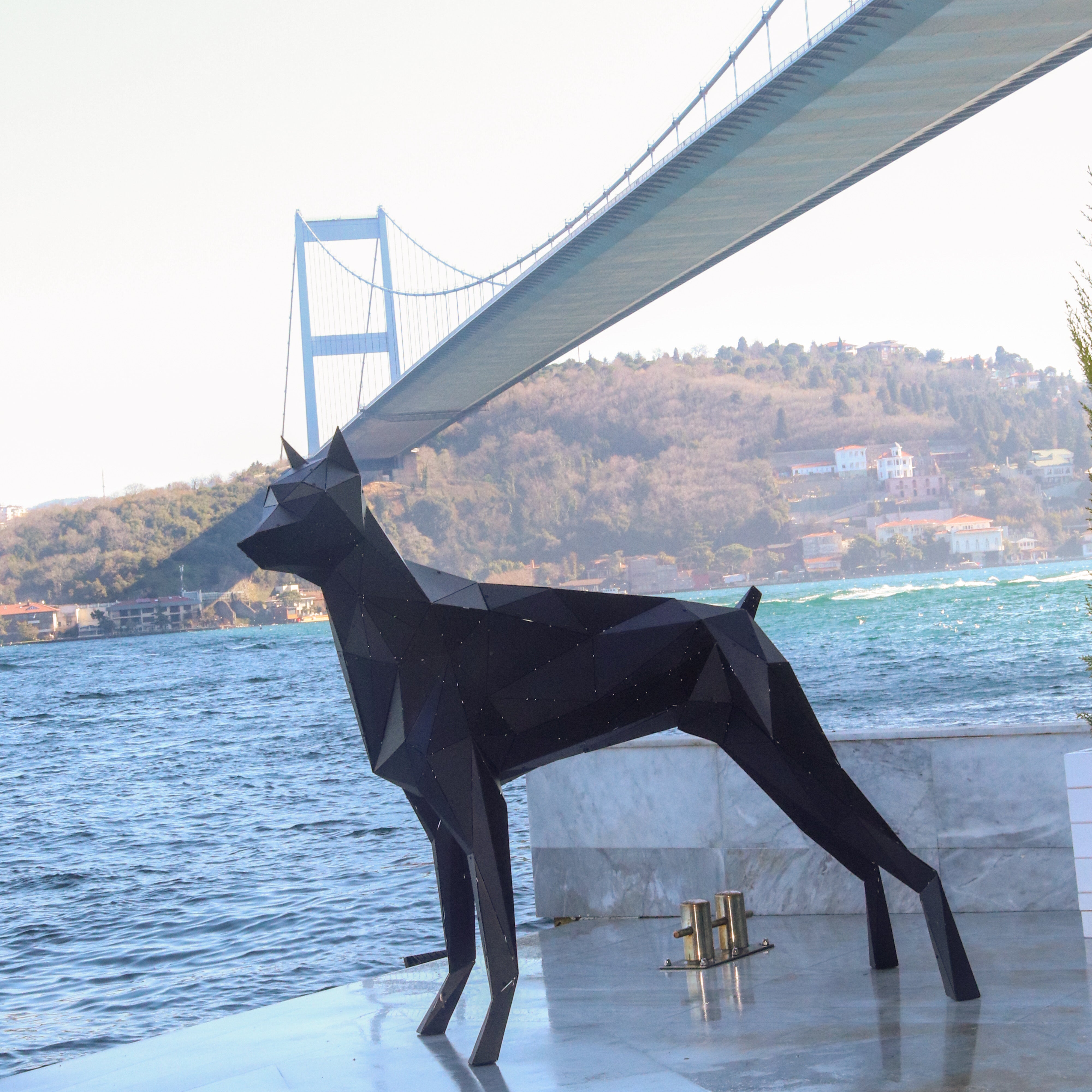 3D Metal Sculpture of Dog Breed Doberman