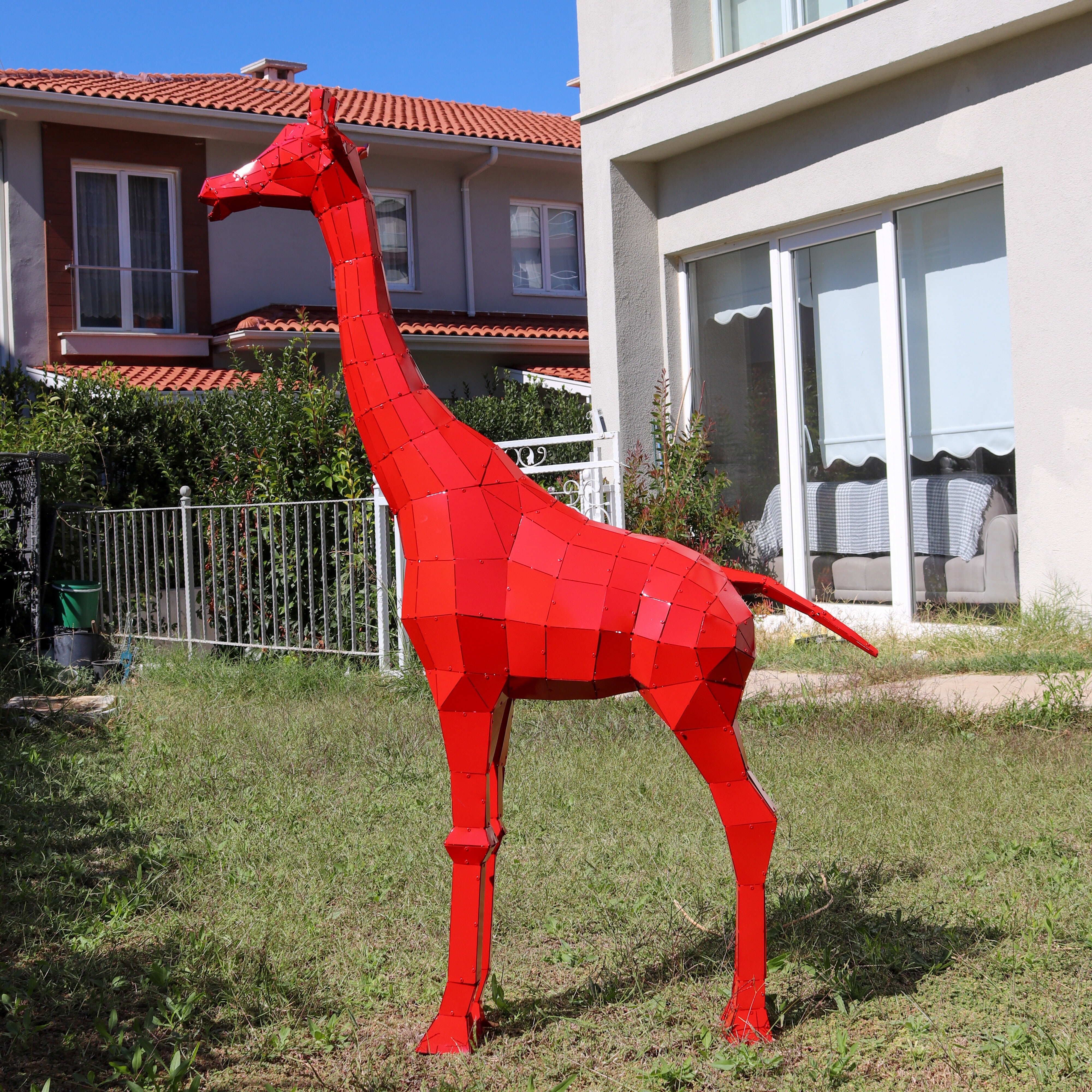 3D Metal Geometric Sculpture of Giraffe