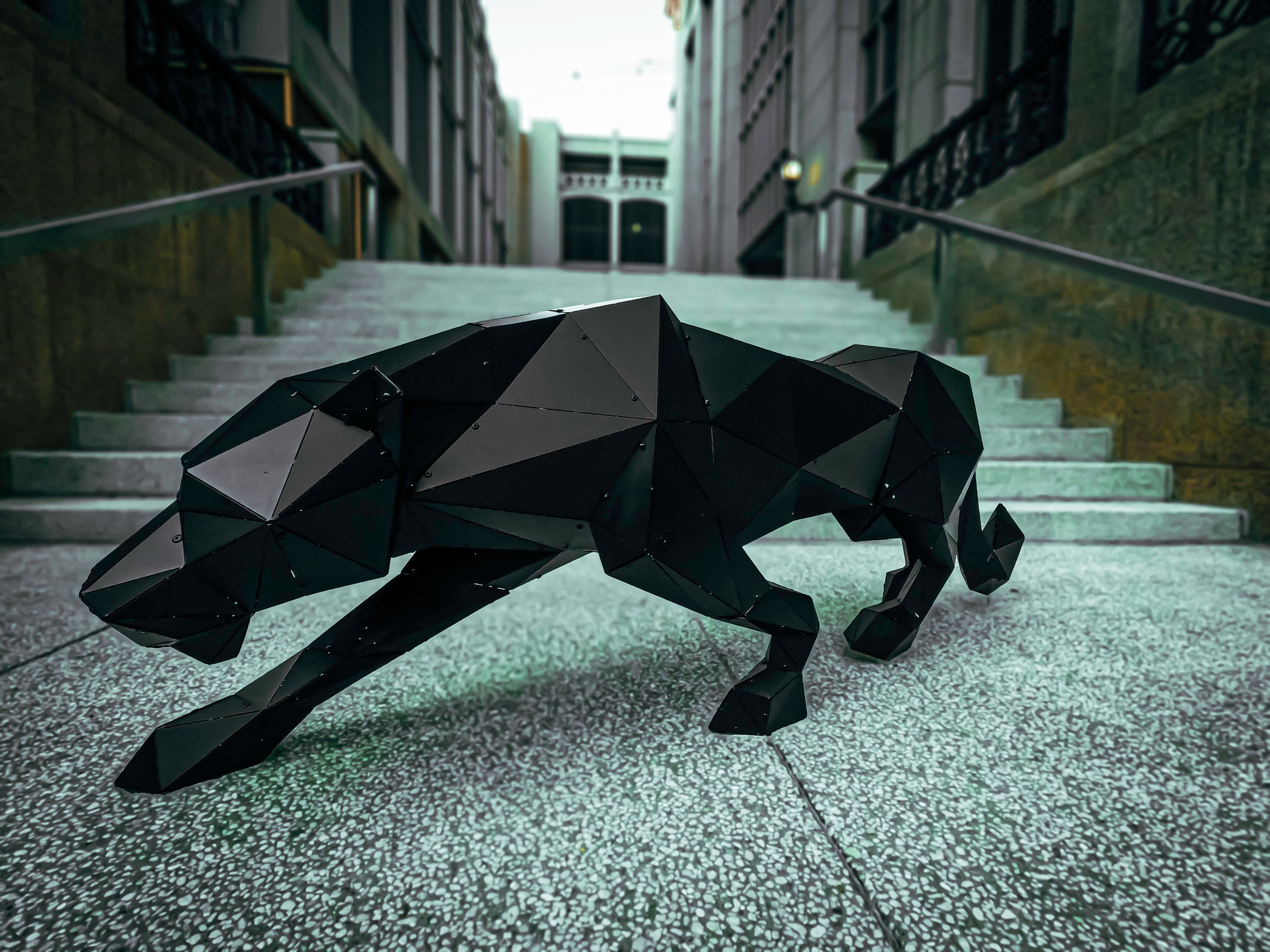 3D Metal Sculpture of Panther