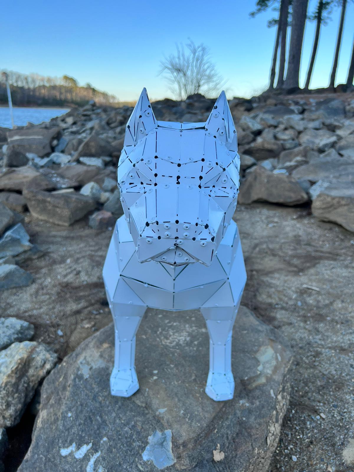 3D Metal Sculpture of Dog Breed Pitbull