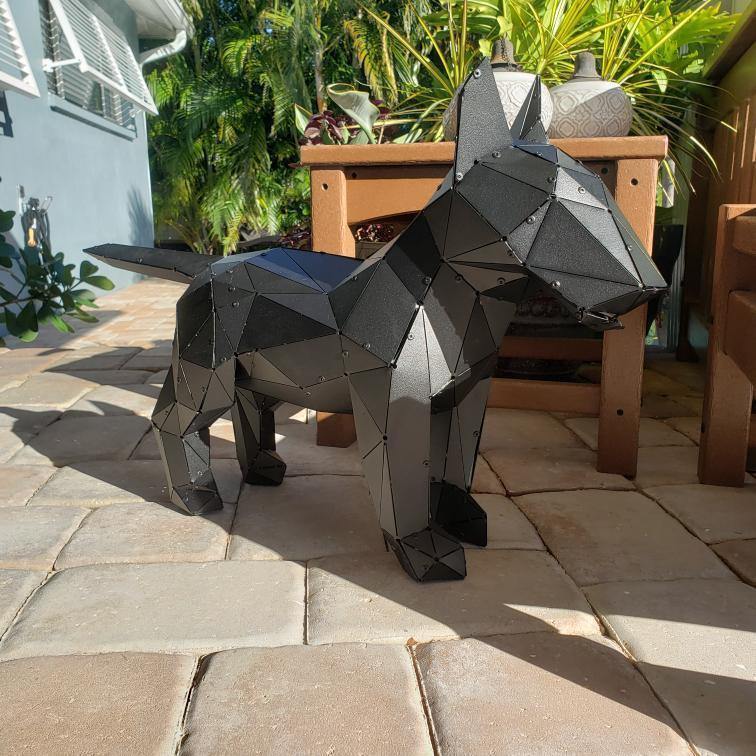 3D Metal Sculpture of Dog Breed Bull Terrier