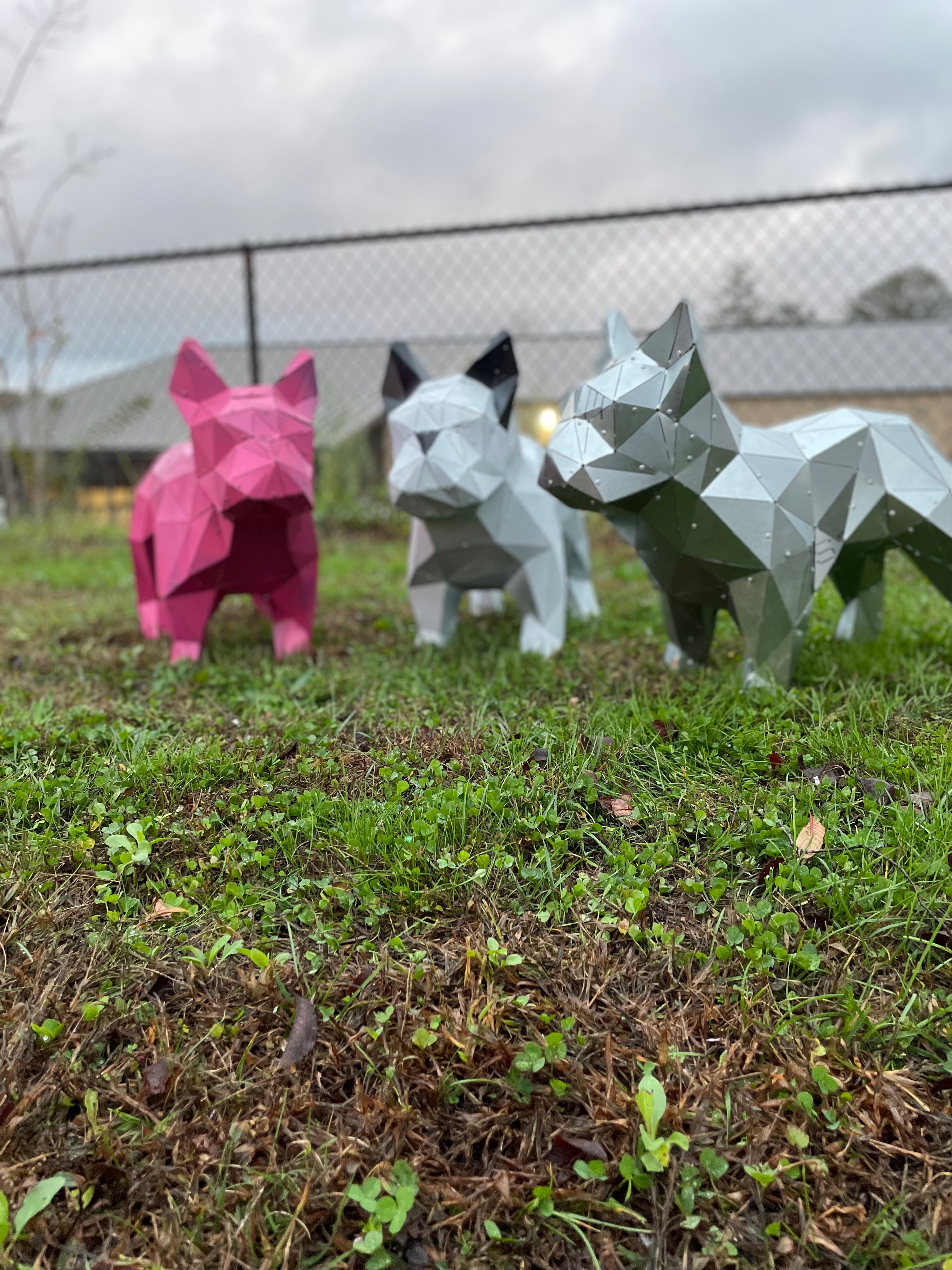 3D Metal Sculpture of Dog Breed French Bulldog