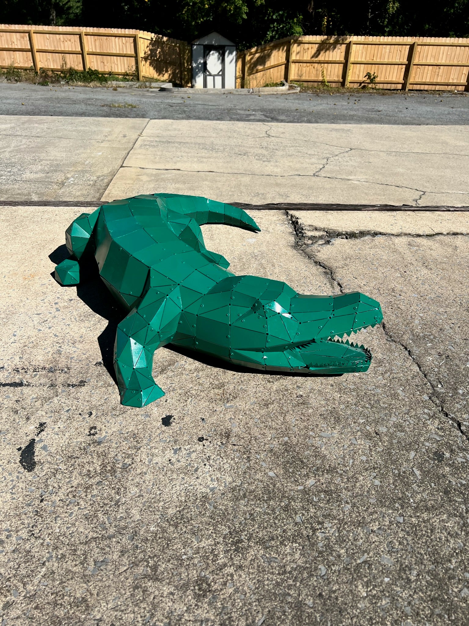 3D Metal Sculpture of Alligator