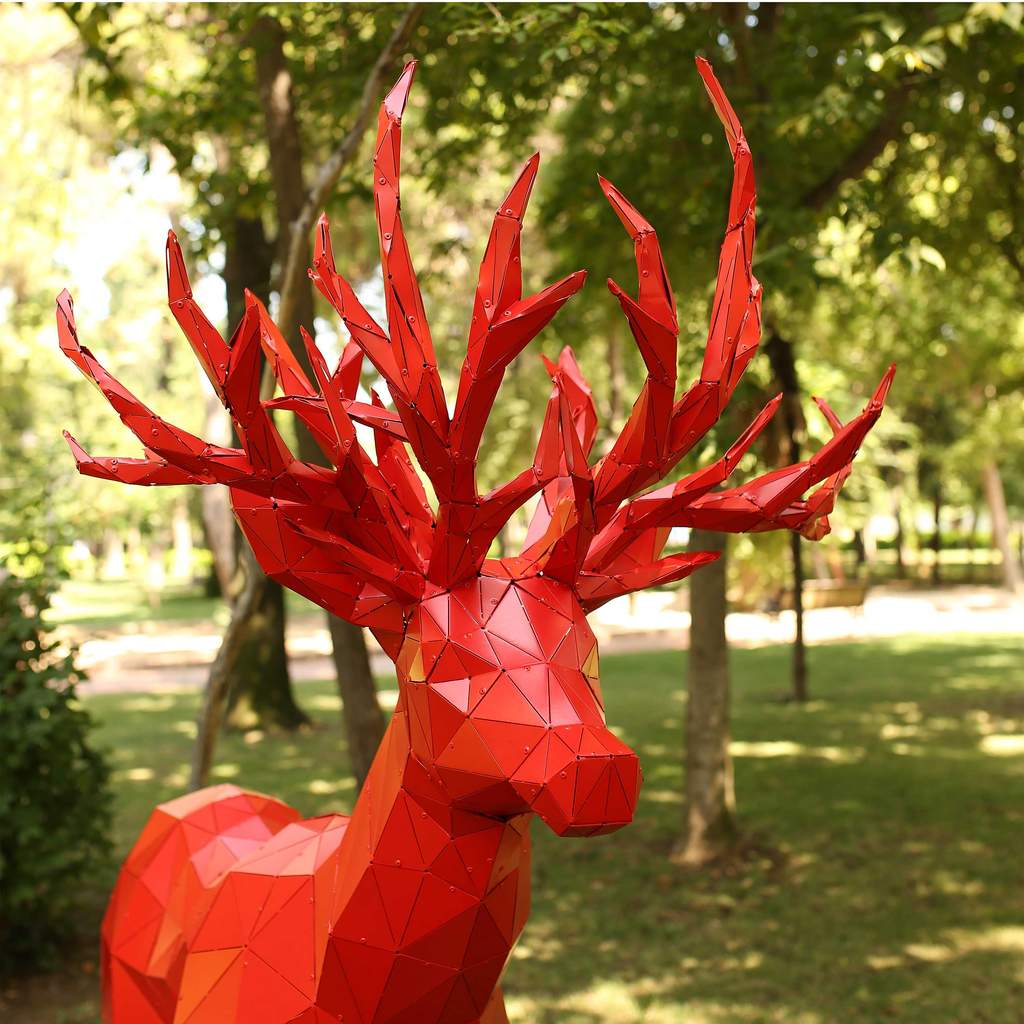 3D Metal Sculpture of Deer