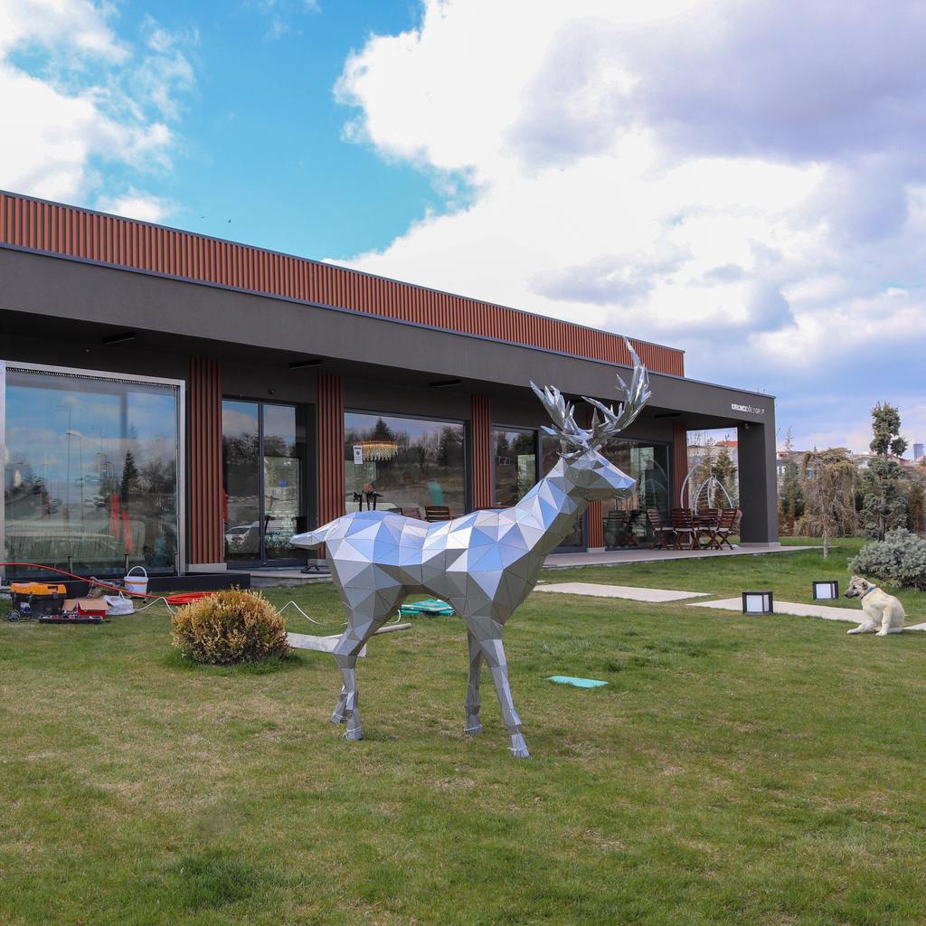 3D Metal Sculpture of Deer